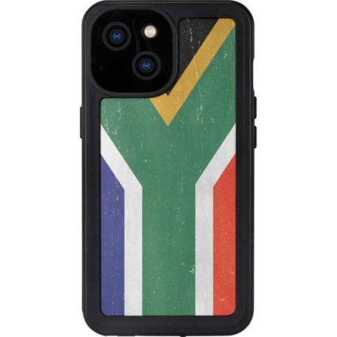 South Africa Flag Distressed iPhone 15 Waterproof Case